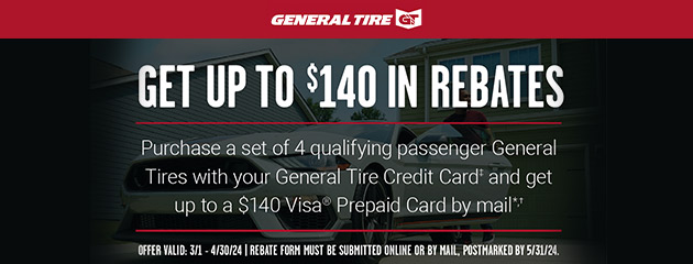 General Tires Credit Card up to $140 Back